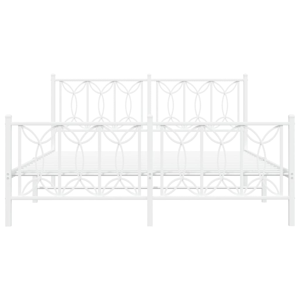 Cadru de pat metalic cu tăblie, alb, 160x200 cm GartenMobel Dekor