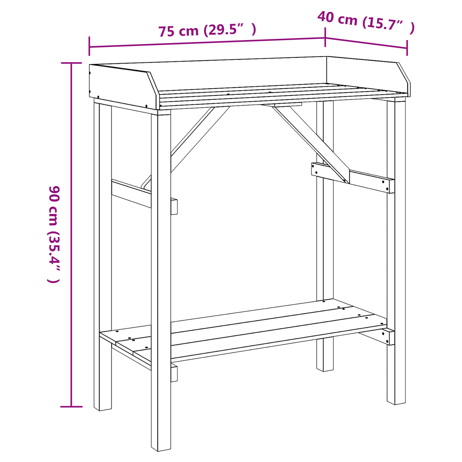Masă de grădină pentru plantare  75x40x90 cm Lemn masiv de pin GartenMobel Dekor