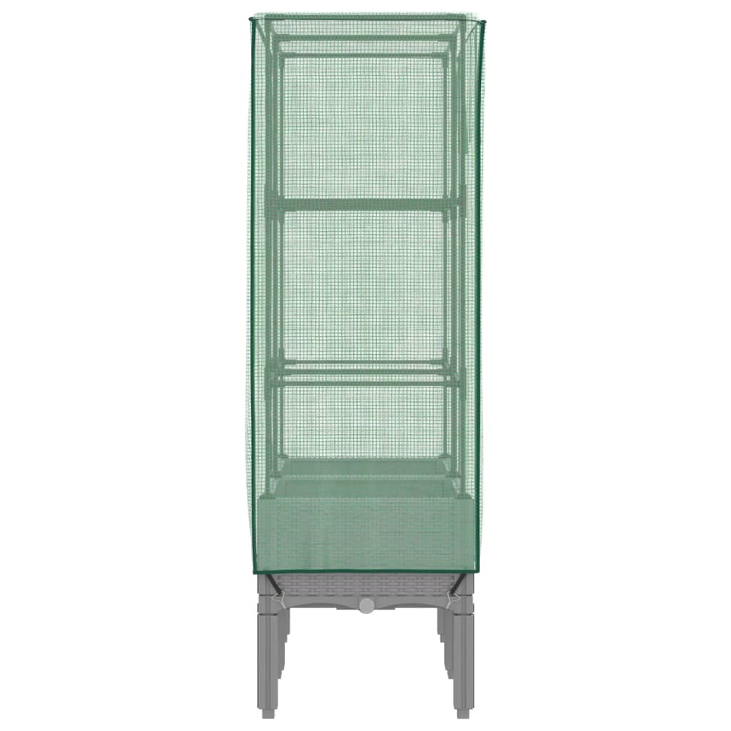 Strat înălțat cu husă de seră, aspect ratan, 80x40x140 cm GartenMobel Dekor
