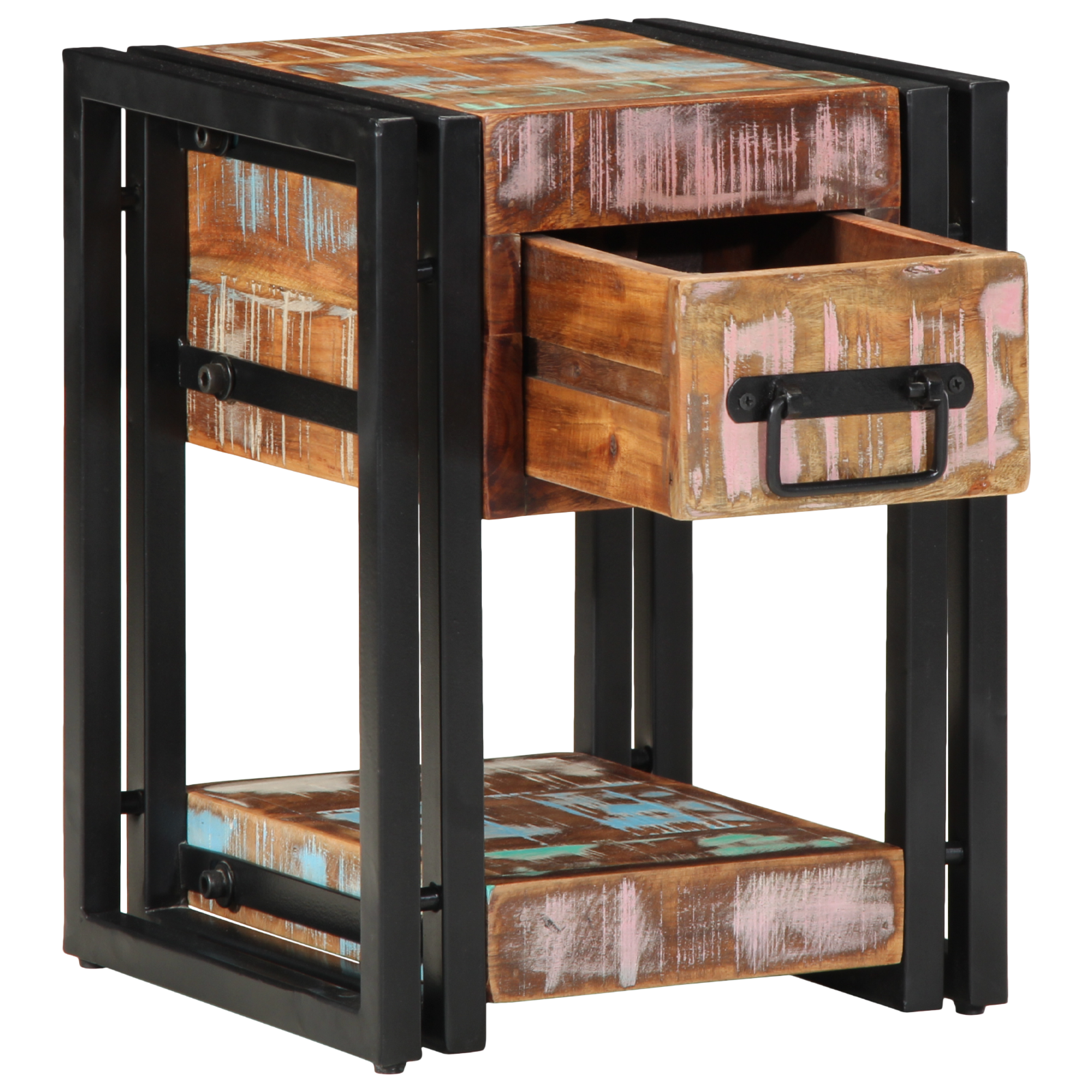 Noptiere 2 buc 40x40x40 cm Lemn masiv recuperat GartenMobel Dekor