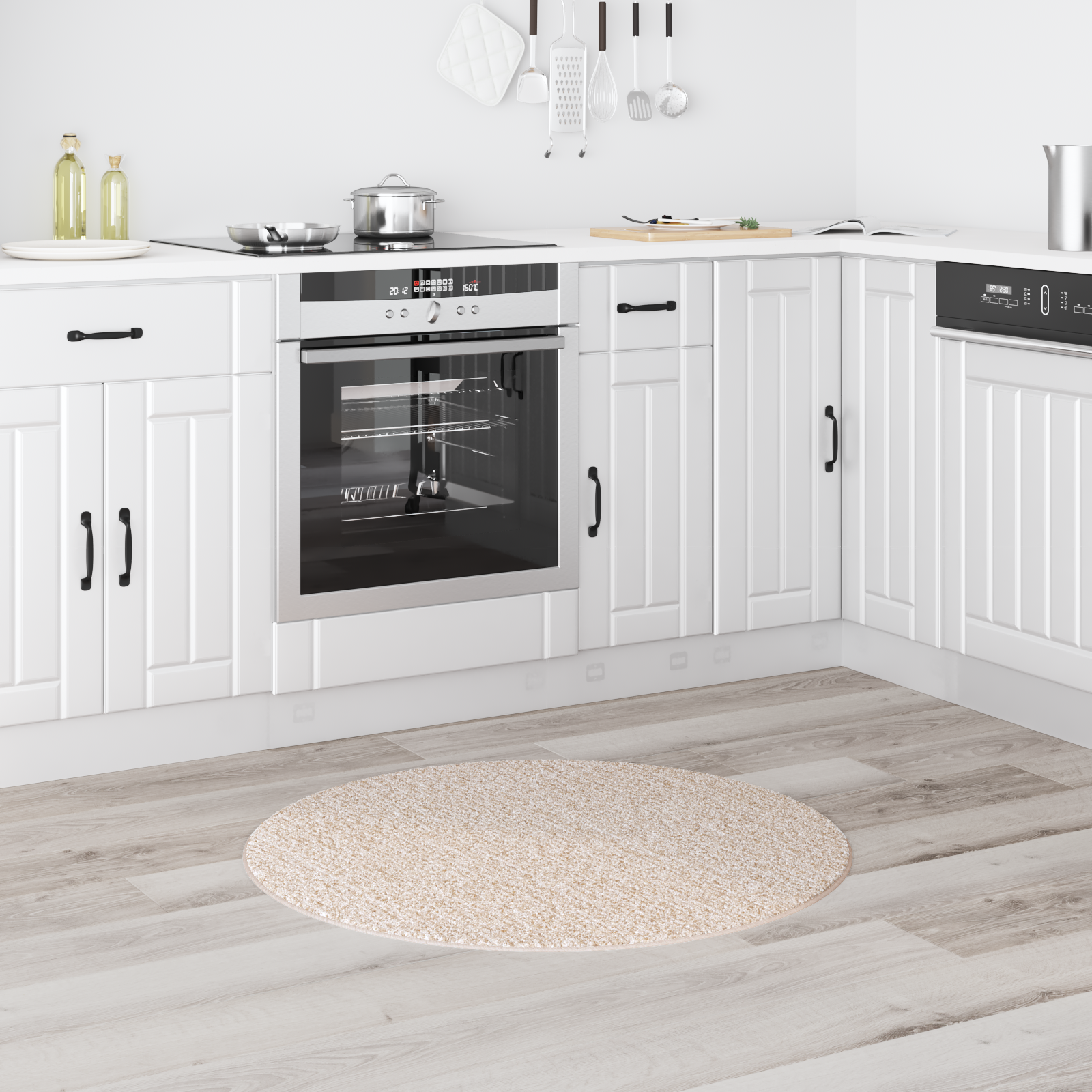 Covor shaggy  cu suport din latex crem ø90 cm GartenMobel Dekor