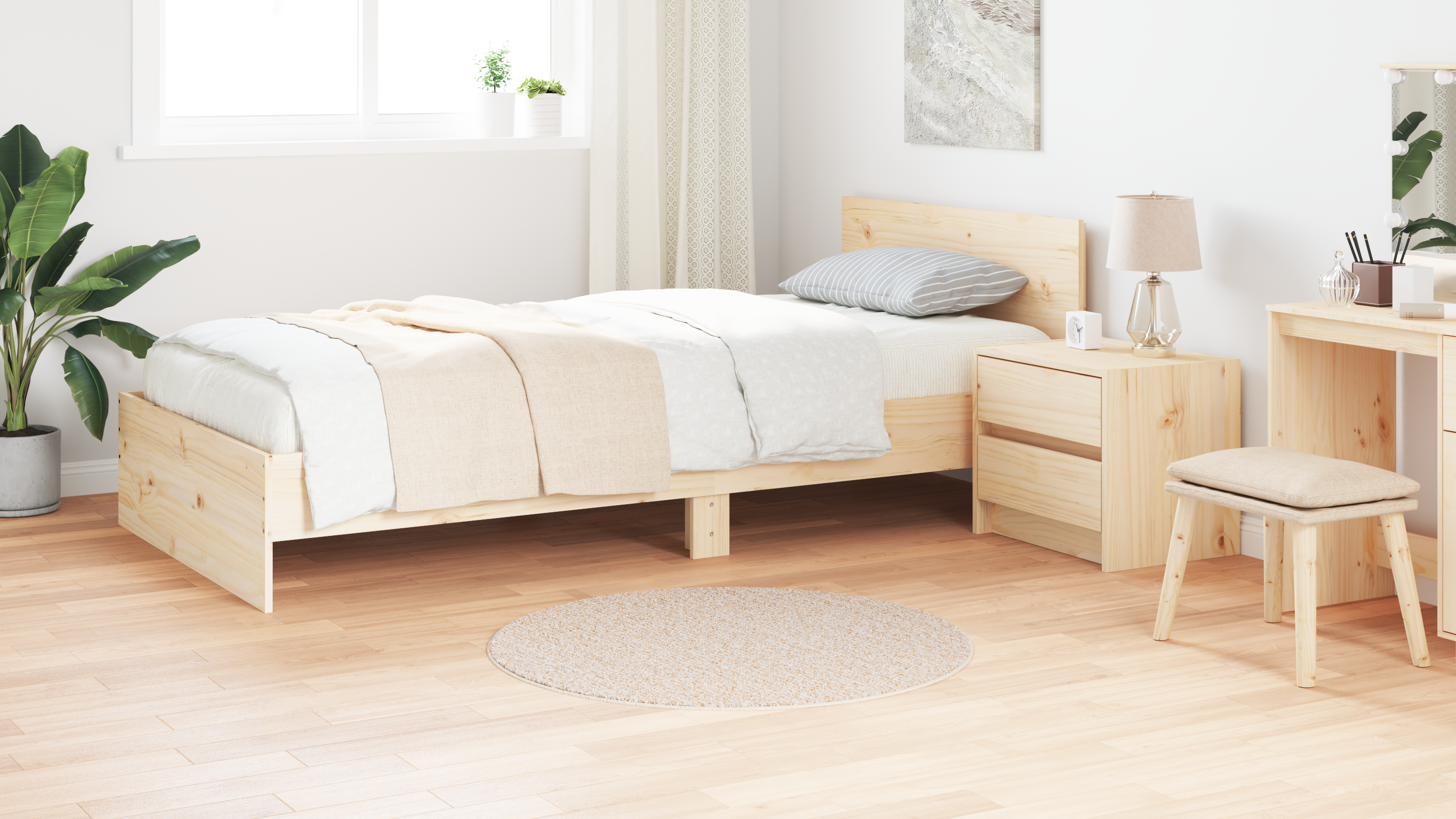 Covor shaggy  cu suport din latex crem ø90 cm GartenMobel Dekor