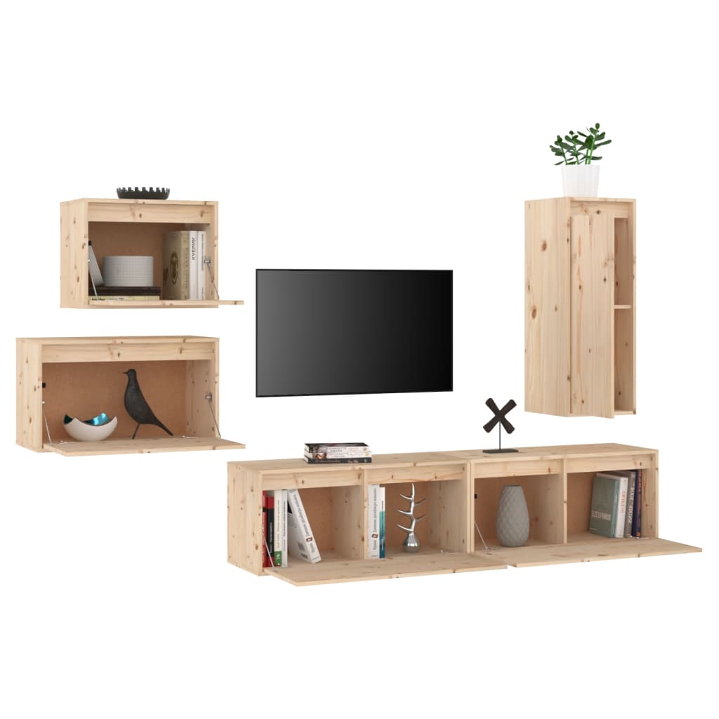 Comode TV, 5 buc., lemn masiv de pin GartenMobel Dekor