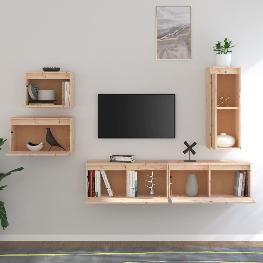 Comode TV, 5 buc., lemn masiv de pin GartenMobel Dekor