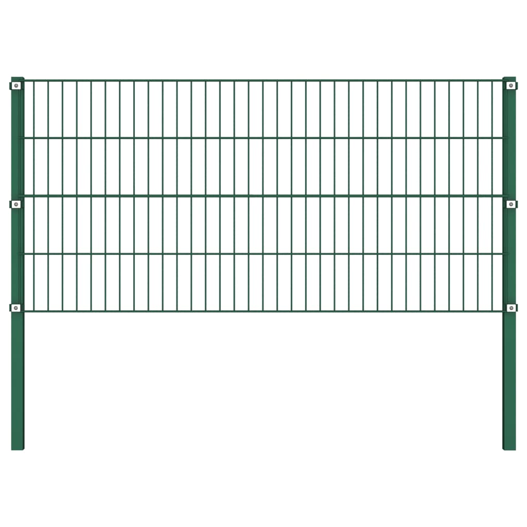 Panou de gard cu stâlpi, verde, 11,9 m, fier GartenMobel Dekor
