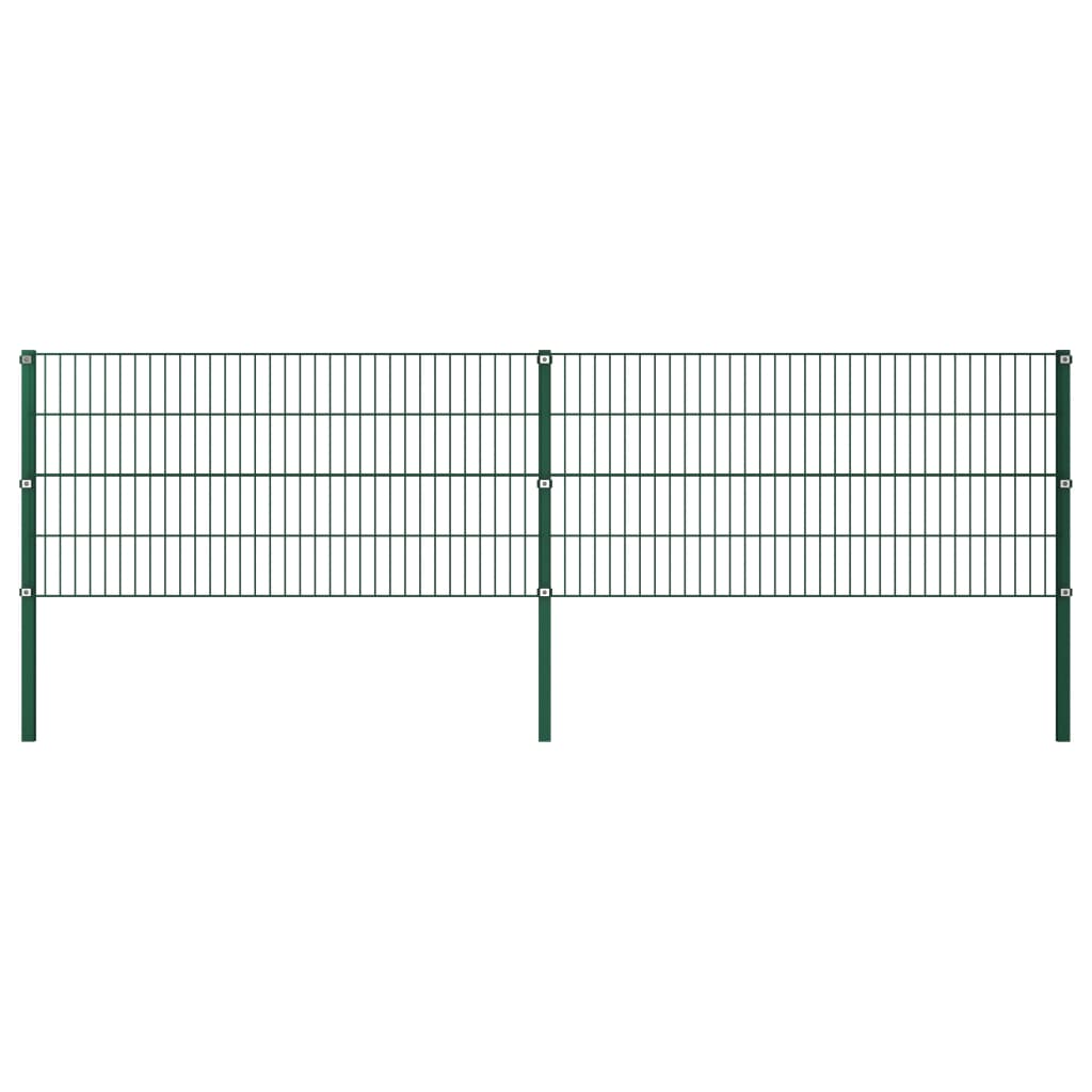 Panou de gard cu stâlpi, verde, 3,4, fier GartenMobel Dekor