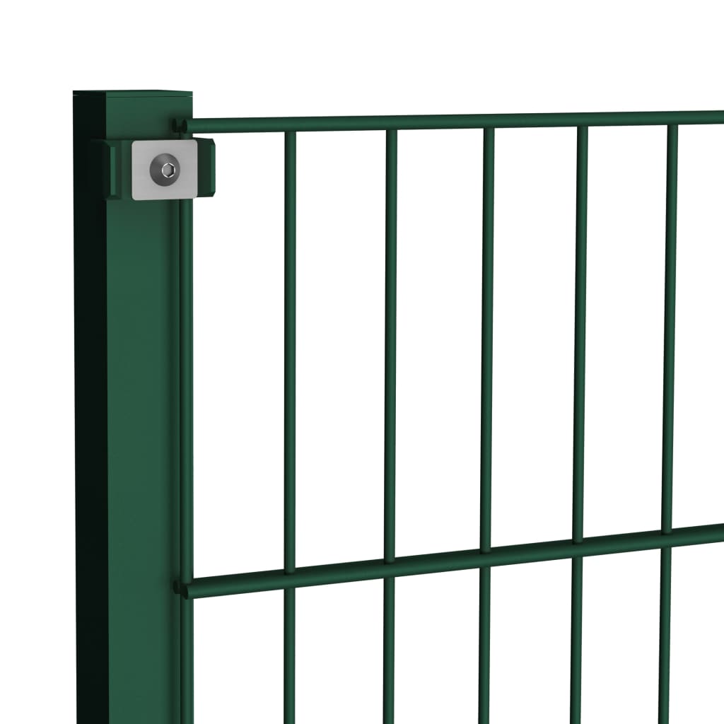 Panou de gard cu stâlpi, verde, 3,4, fier GartenMobel Dekor