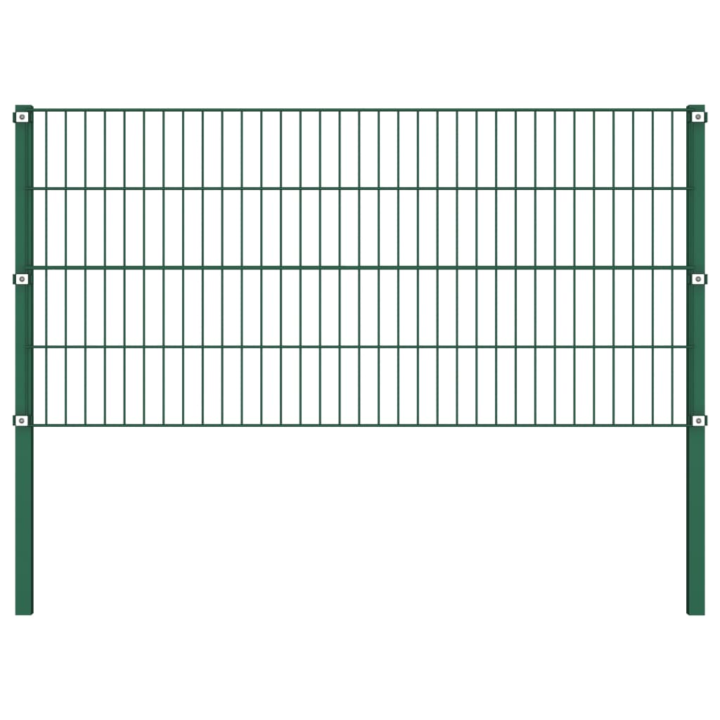 Panou de gard cu stâlpi, verde, 3,4, fier GartenMobel Dekor