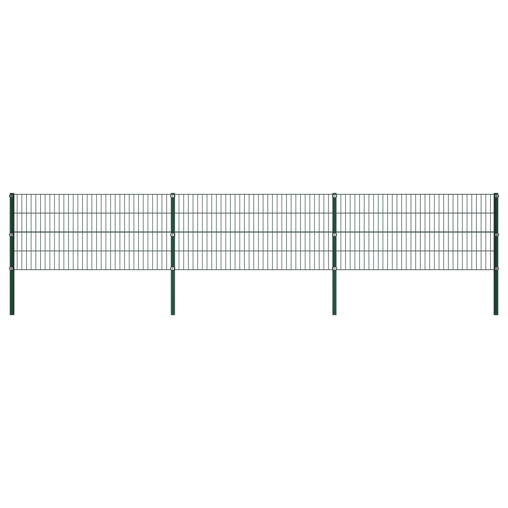 Panou de gard cu stâlpi, verde, 5,1 m, fier GartenMobel Dekor