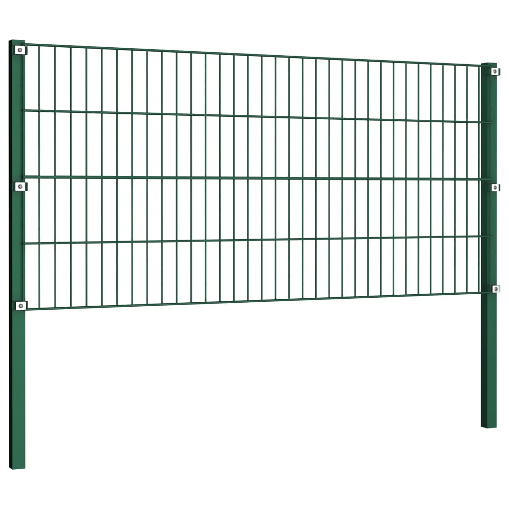 Panou de gard cu stâlpi, verde, 5,1 m, fier GartenMobel Dekor