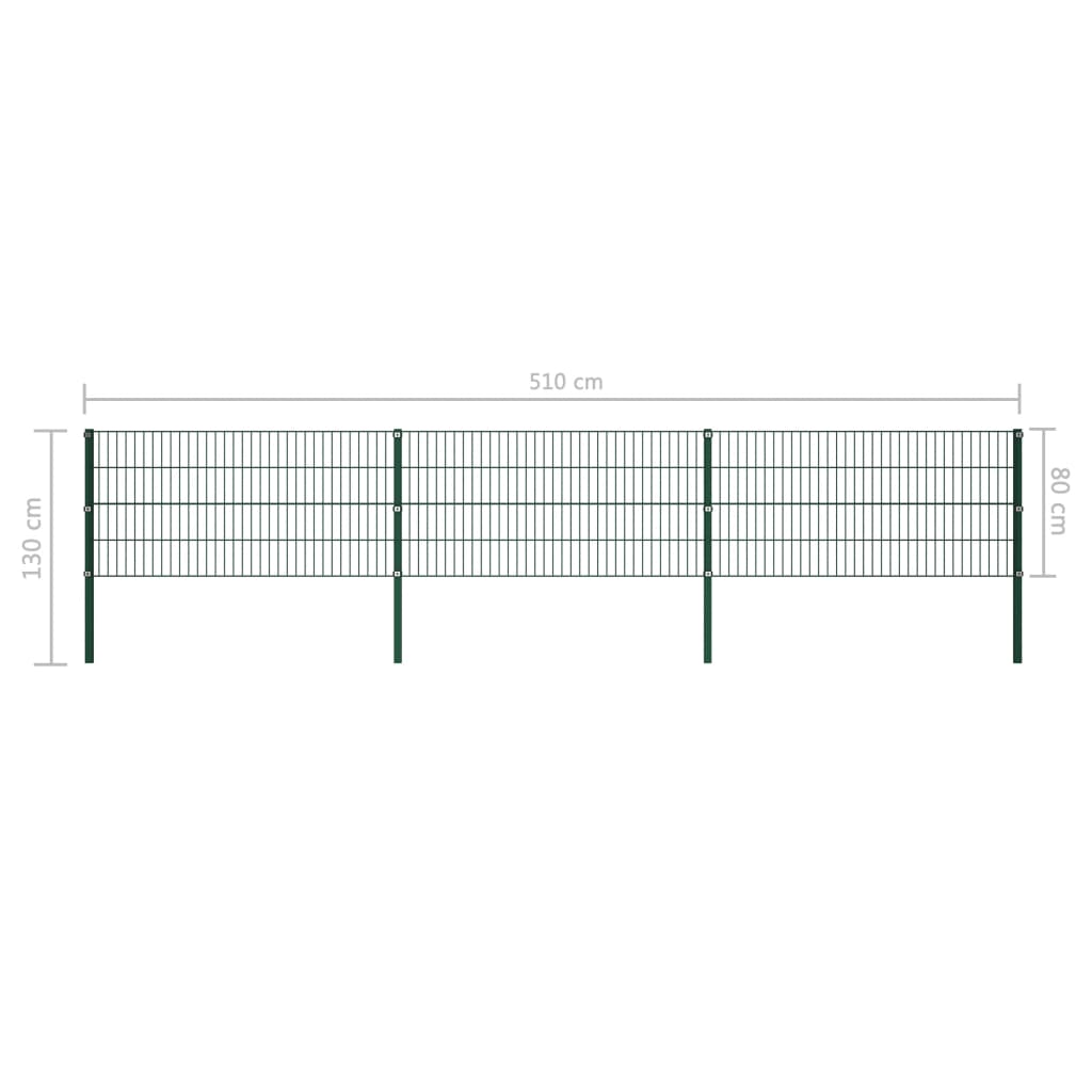 Panou de gard cu stâlpi, verde, 5,1 m, fier GartenMobel Dekor