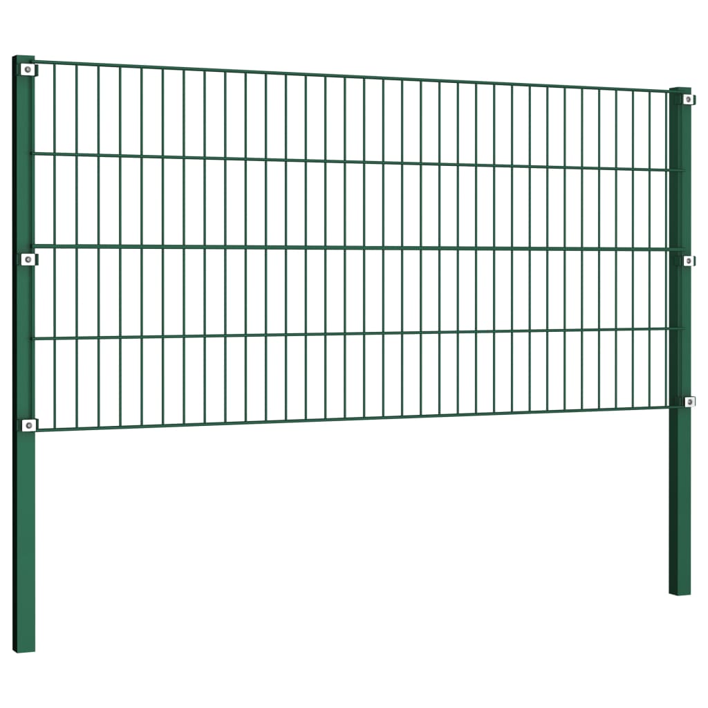 Panou gard cu stâlpi, verde, 15,3 m, fier GartenMobel Dekor