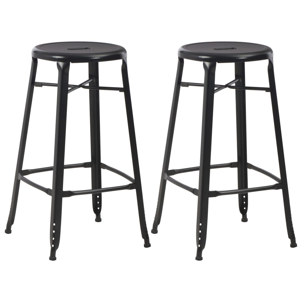 Set mobilier de bar, 3 piese, negru, oțel GartenMobel Dekor