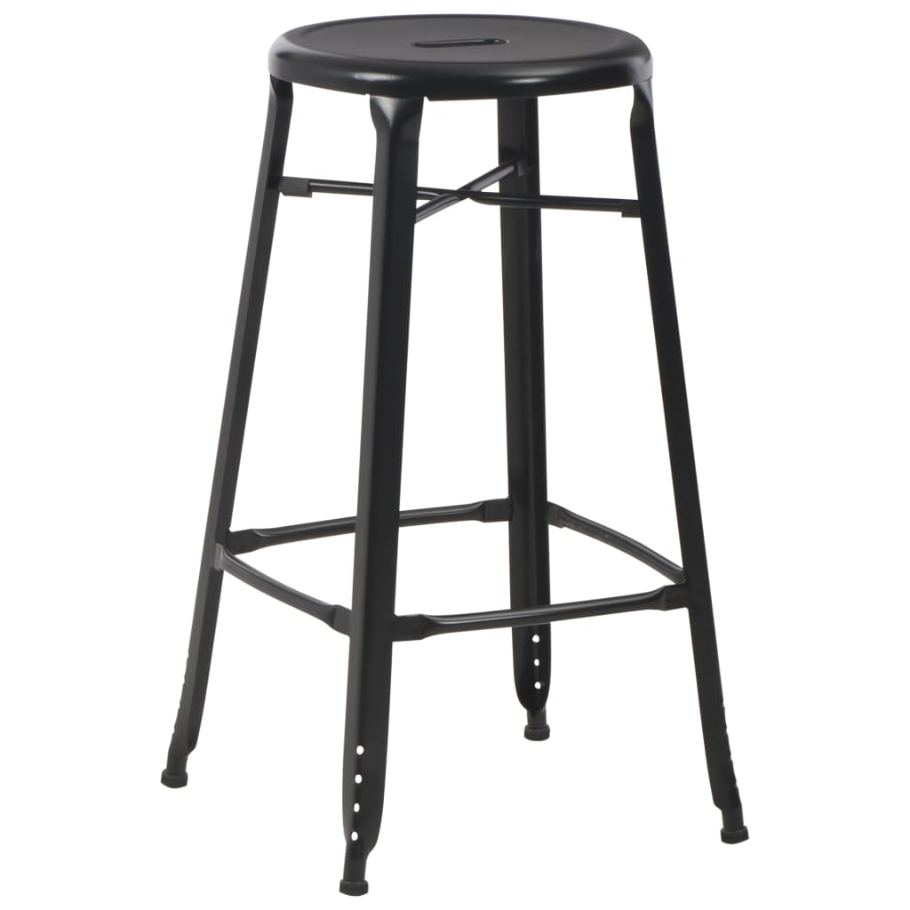 Set mobilier de bar, 3 piese, negru, oțel GartenMobel Dekor