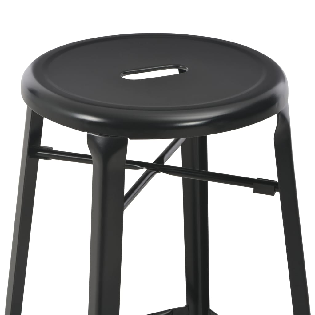 Set mobilier de bar, 3 piese, negru, oțel GartenMobel Dekor