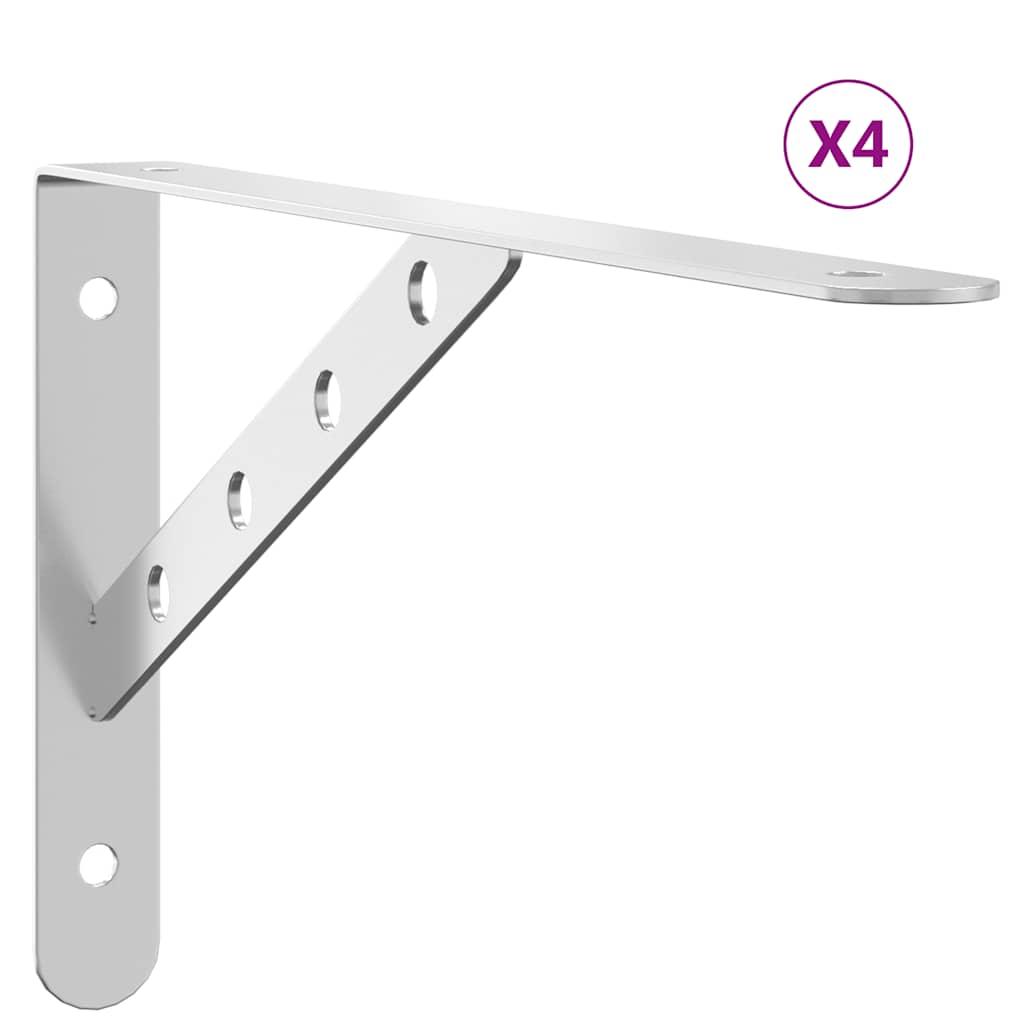 Suporturi rafturi, 4 buc., 30x2,5x15,5 cm argintiu oțel inox. GartenMobel Dekor