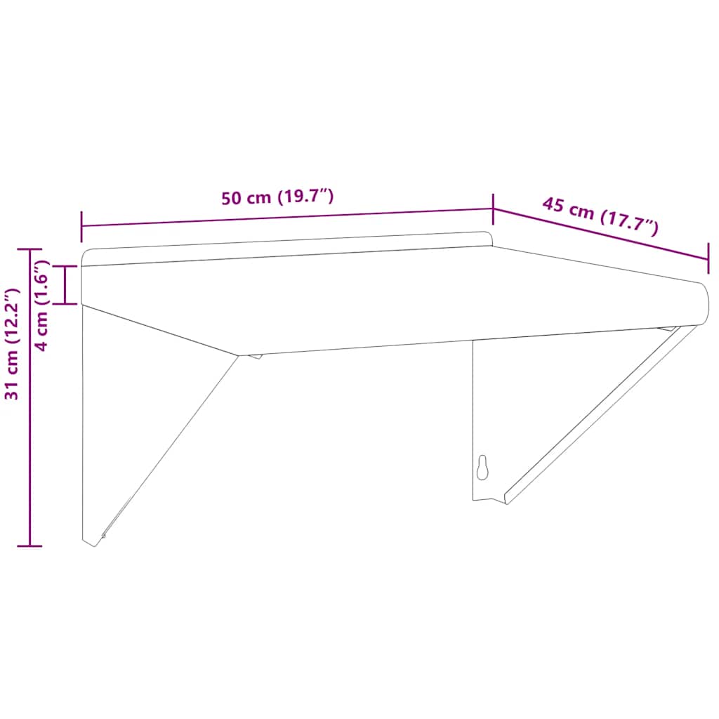 Suporturi rafturi 4 buc. 23,5x2,5x15,5 cm negru oțel inoxidabil GartenMobel Dekor