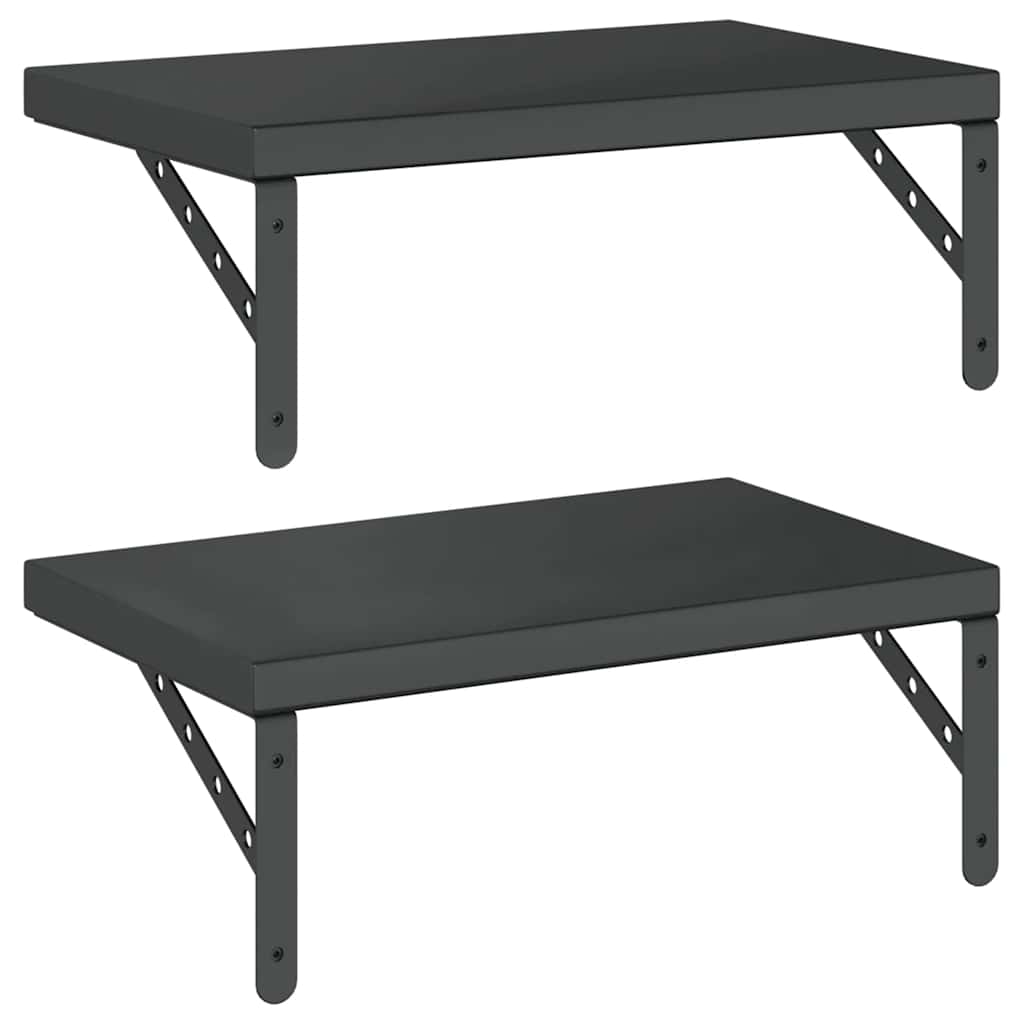 Rafturi de perete, 2 buc., 50x30 cm, negru oțel inoxidabil GartenMobel Dekor