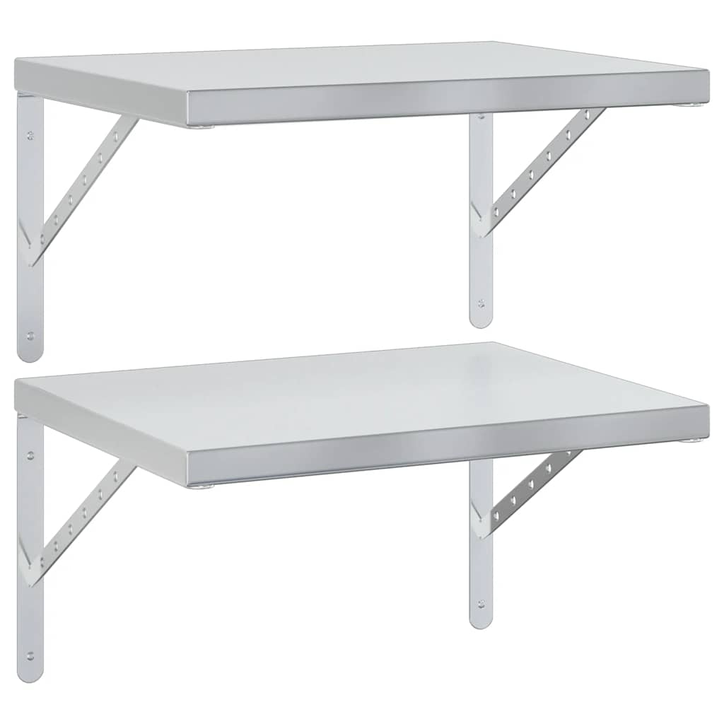 Rafturi de perete, 2 buc., 50x40 cm, argintiu oțel inoxidabil GartenMobel Dekor