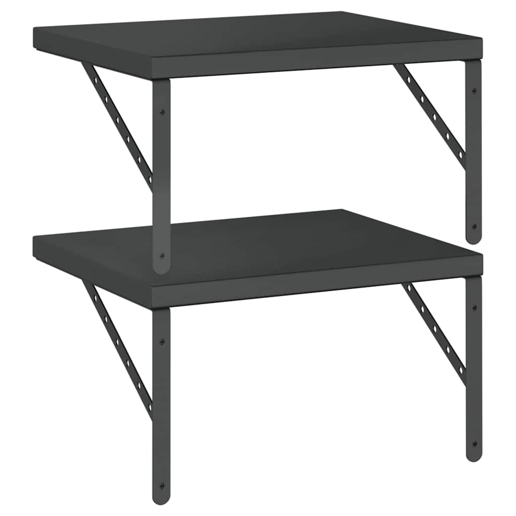 Rafturi de perete, 2 buc., 50x40 cm, negru oțel inoxidabil GartenMobel Dekor