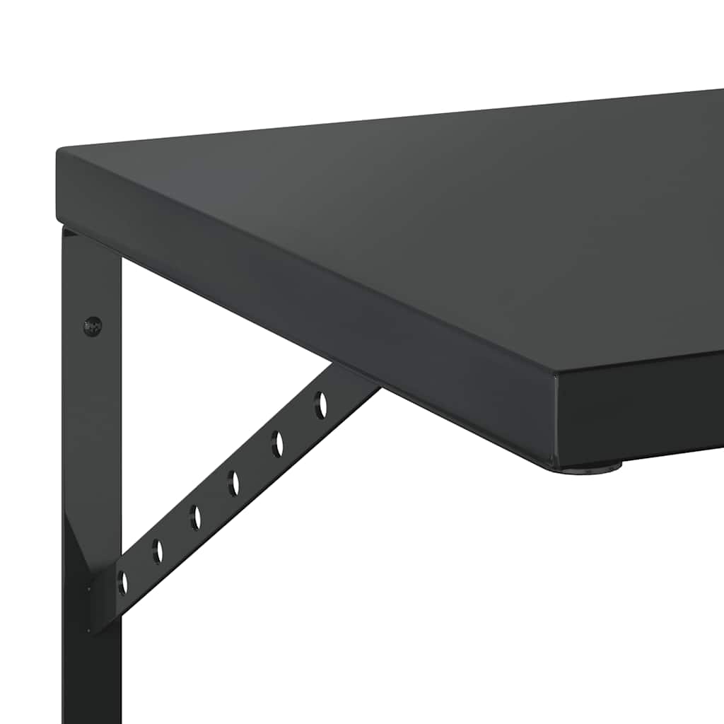 Rafturi de perete, 2 buc., 50x40 cm, negru oțel inoxidabil GartenMobel Dekor