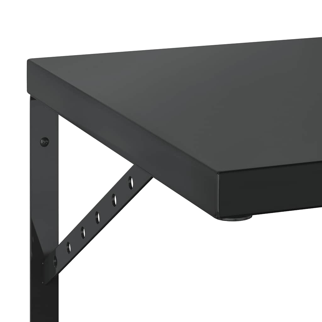 Rafturi de perete 2 buc., 75x40 cm, negru oțel inoxidabil GartenMobel Dekor