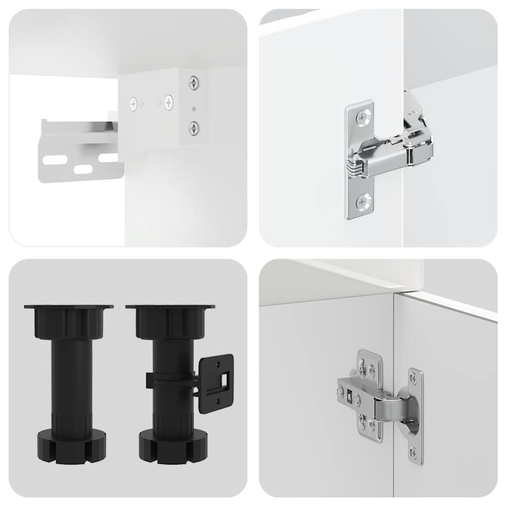 Set dulap de bucătărie 11 piese „Porto” alb lucios Lemn GartenMobel Dekor