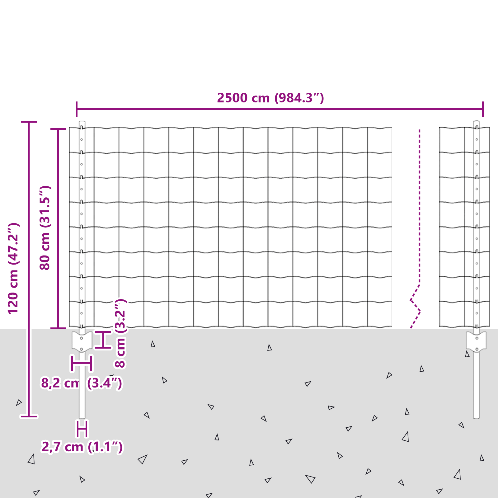 Gard Euro cu 11 Stâlpi Argintii 0,8x25 m Oțel GartenMobel Dekor