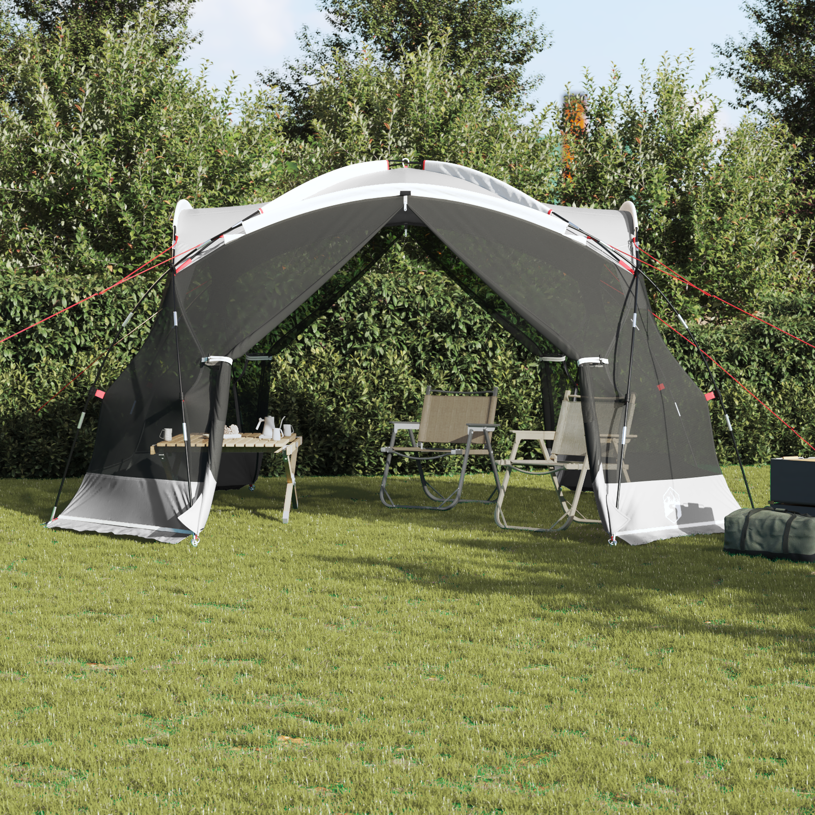 Plasă de țânțari pentru camping cu uși Gri pentru 8 persoane, impermeabilă GartenMobel Dekor