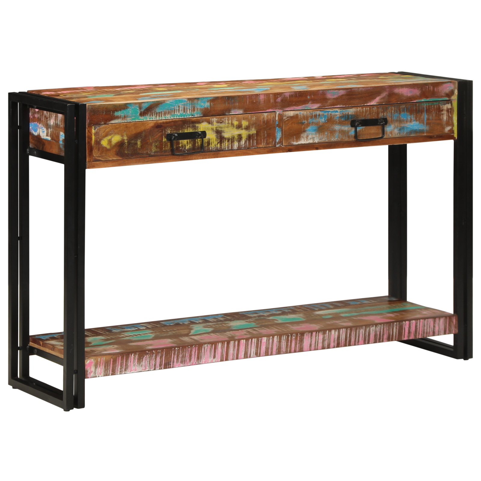 Masă de consolă Multicolor 120x33x75 cm Lemn masiv recuperat GartenMobel Dekor