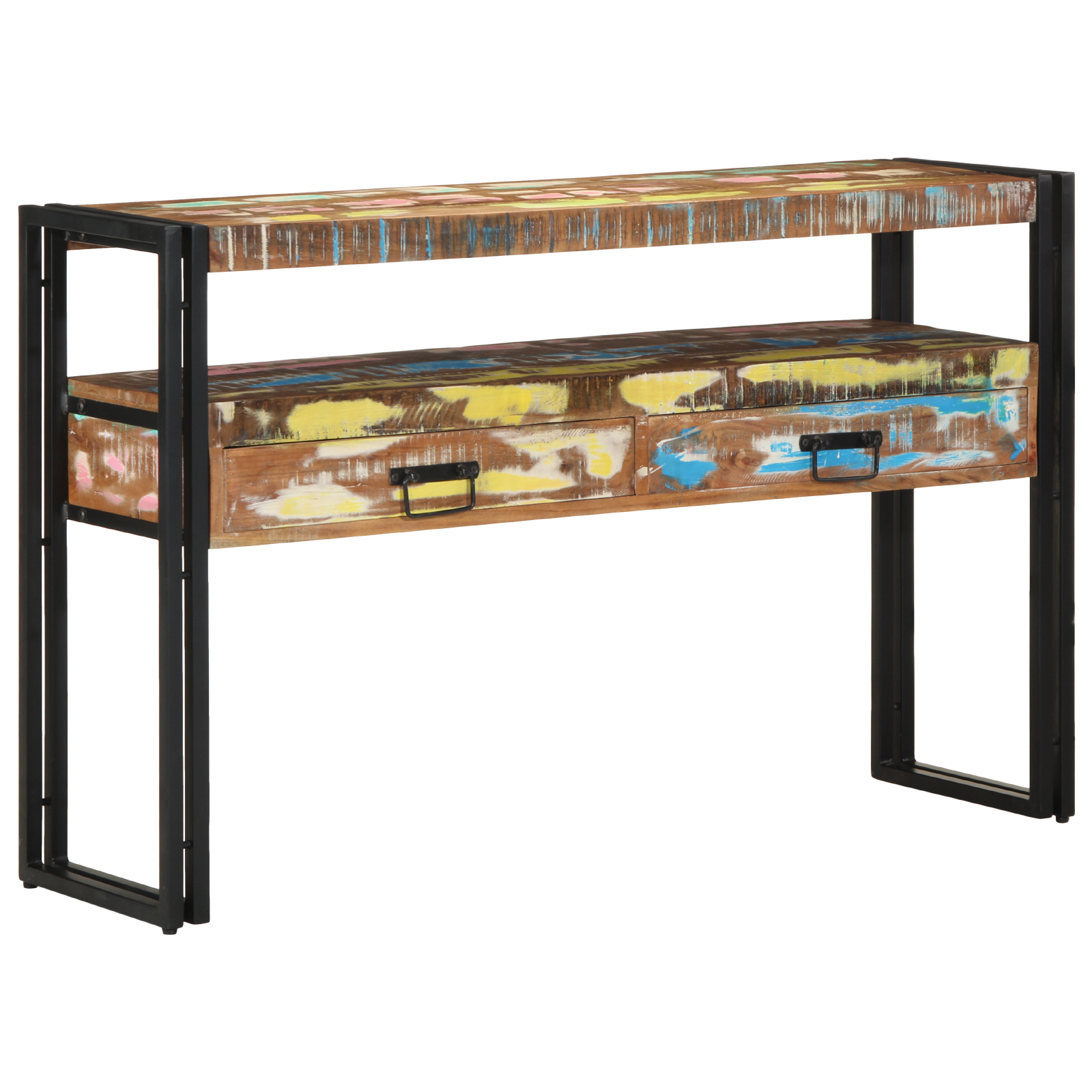 Mese Laterale Multicolore 120x33x75 cm Lemn Recuperat și Metal GartenMobel Dekor