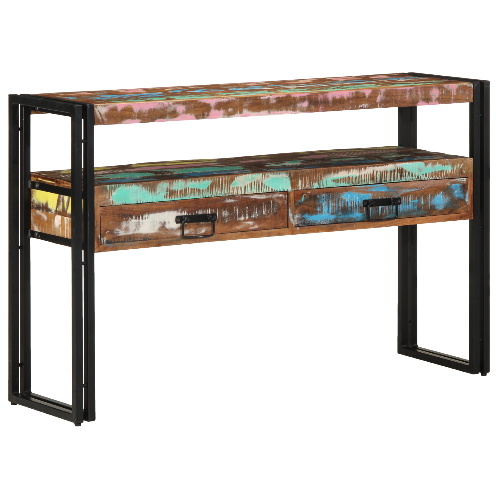 Mese Laterale Multicolore 120x33x75 cm Lemn Recuperat și Metal GartenMobel Dekor