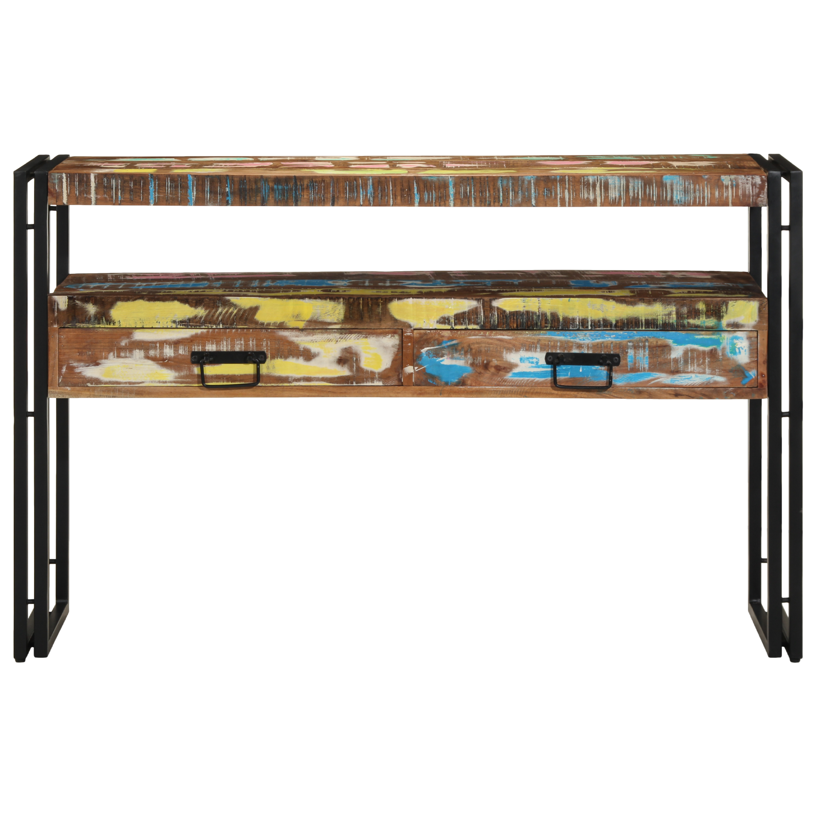 Mese Laterale Multicolore 120x33x75 cm Lemn Recuperat și Metal GartenMobel Dekor