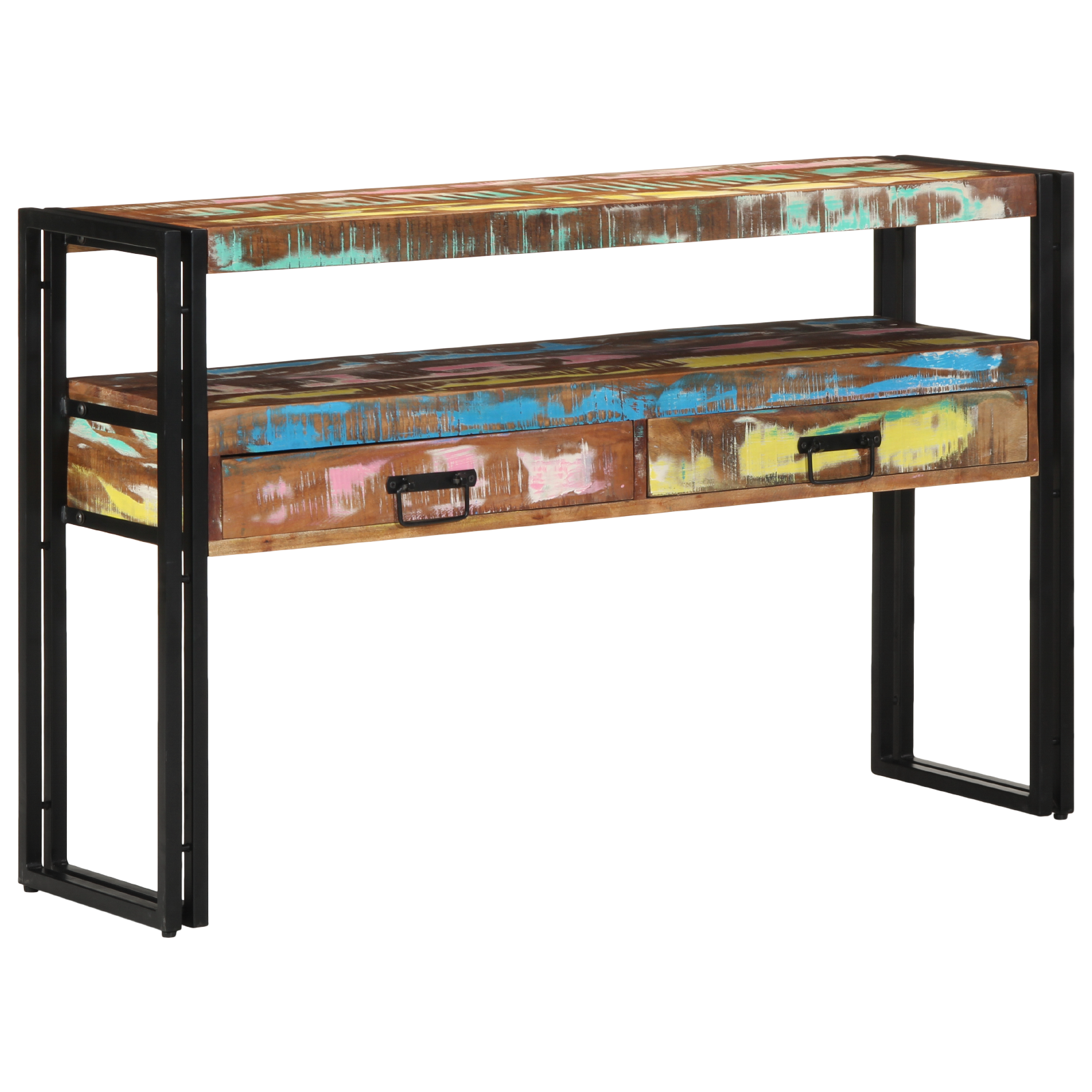 Mese Laterale Multicolore 120x33x75 cm Lemn Recuperat și Metal GartenMobel Dekor