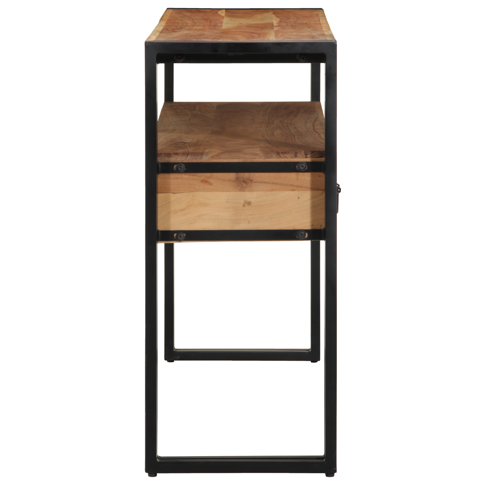Mese de Finalizare Negru 120x33x75 cm Lemn Masiv de Acacia și Metal GartenMobel Dekor