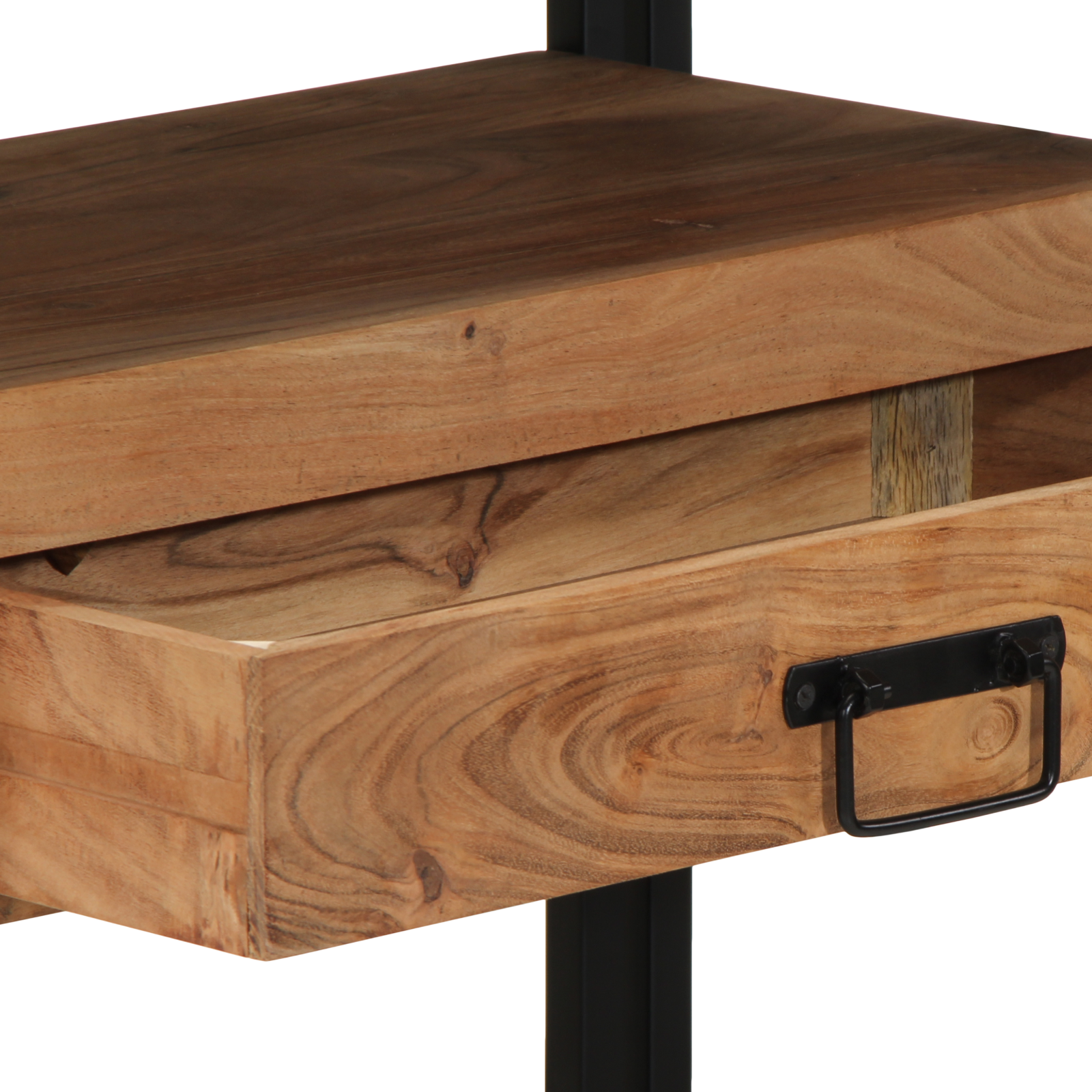 Mese de Finalizare Negru 120x33x75 cm Lemn Masiv de Acacia și Metal GartenMobel Dekor