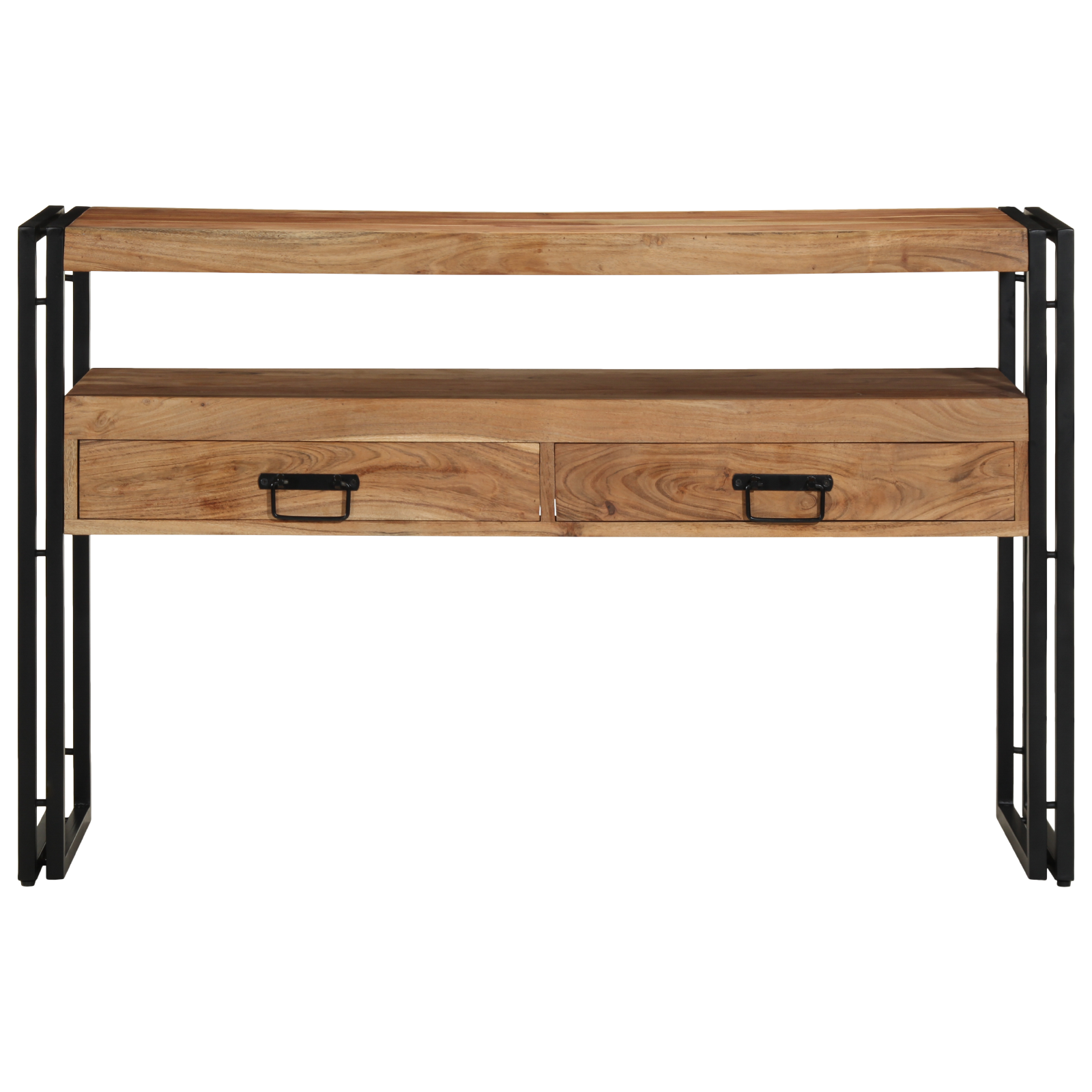 Mese de Finalizare Negru 120x33x75 cm Lemn Masiv de Acacia și Metal GartenMobel Dekor