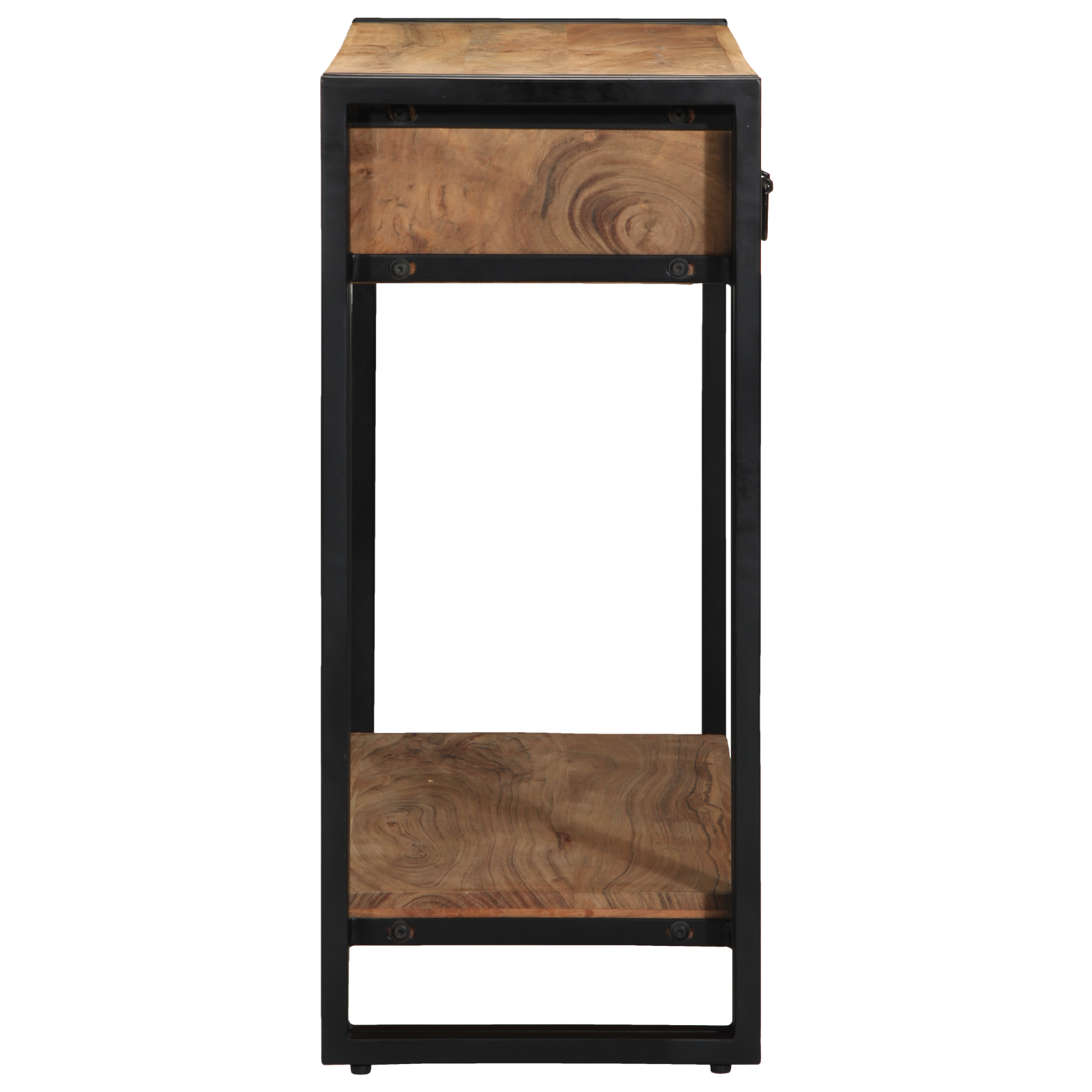 Masă Consolă  Neagră 90x33x75 cm Din Lemn Masiv de Acacia și Metal GartenMobel Dekor