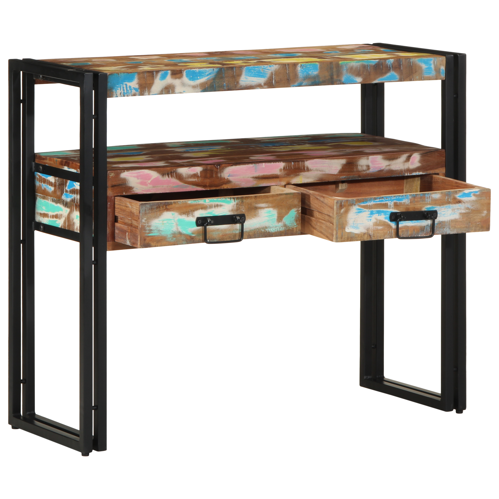 Mese laterale  Multicolor 90x33x75 cm Lemn masiv recuperat și metal GartenMobel Dekor