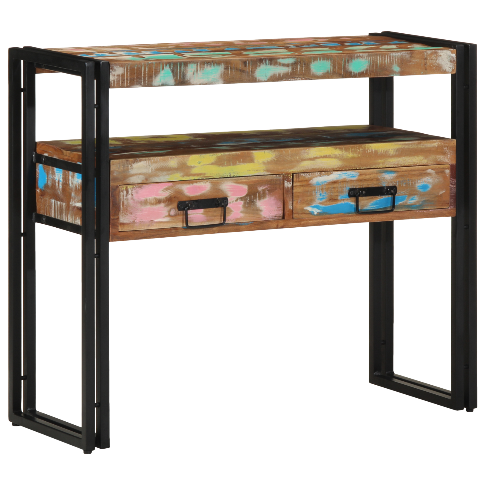 Mese laterale  Multicolor 90x33x75 cm Lemn masiv recuperat și metal GartenMobel Dekor