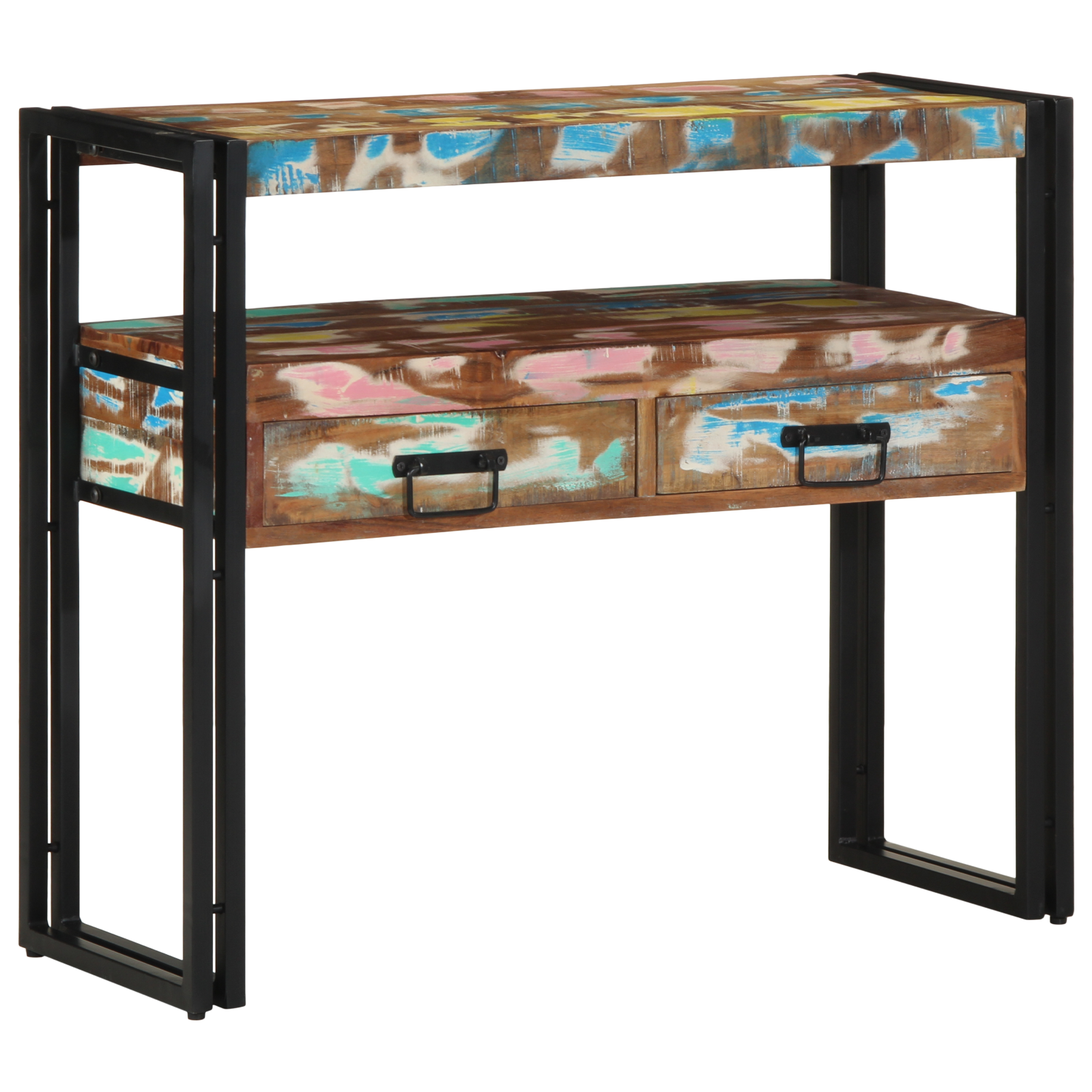 Mese laterale  Multicolor 90x33x75 cm Lemn masiv recuperat și metal GartenMobel Dekor