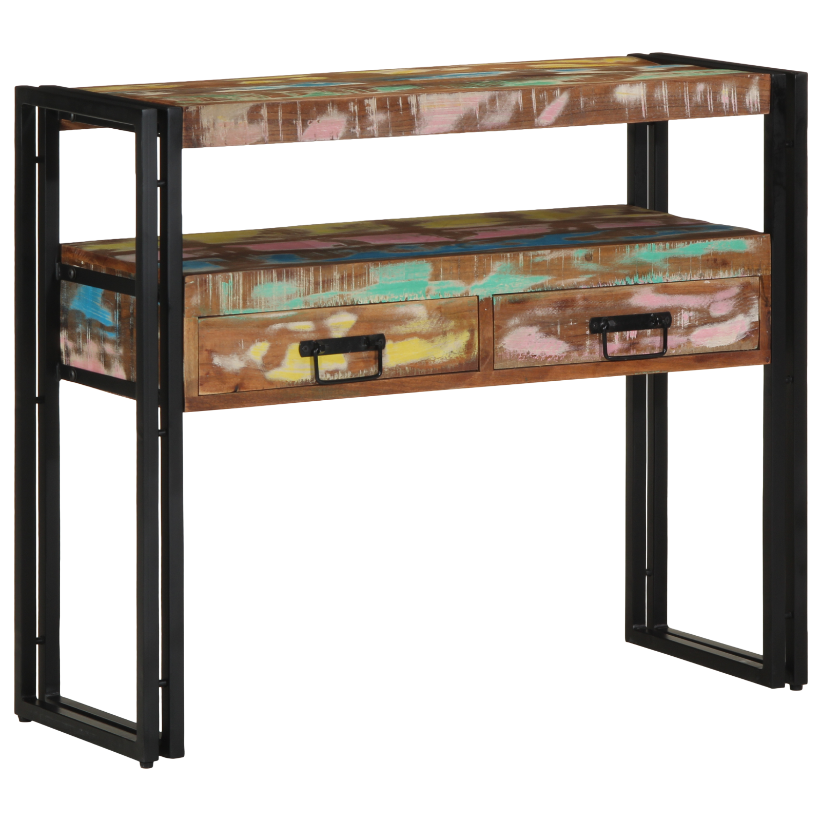 Mese laterale  Multicolor 90x33x75 cm Lemn masiv recuperat și metal GartenMobel Dekor