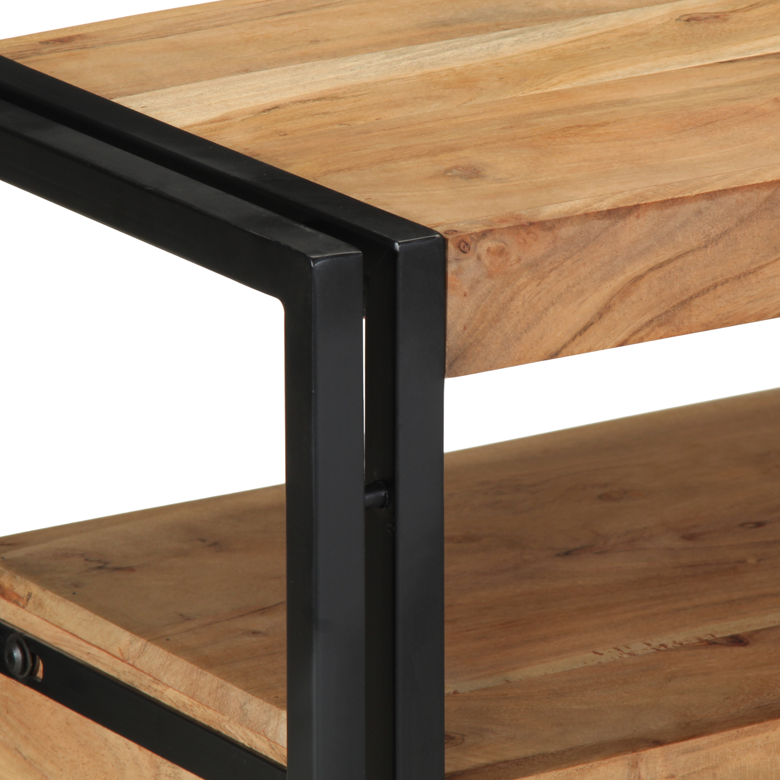 masa de console  neagră 90x33x75 cm din lemn masiv de acacia și metal GartenMobel Dekor