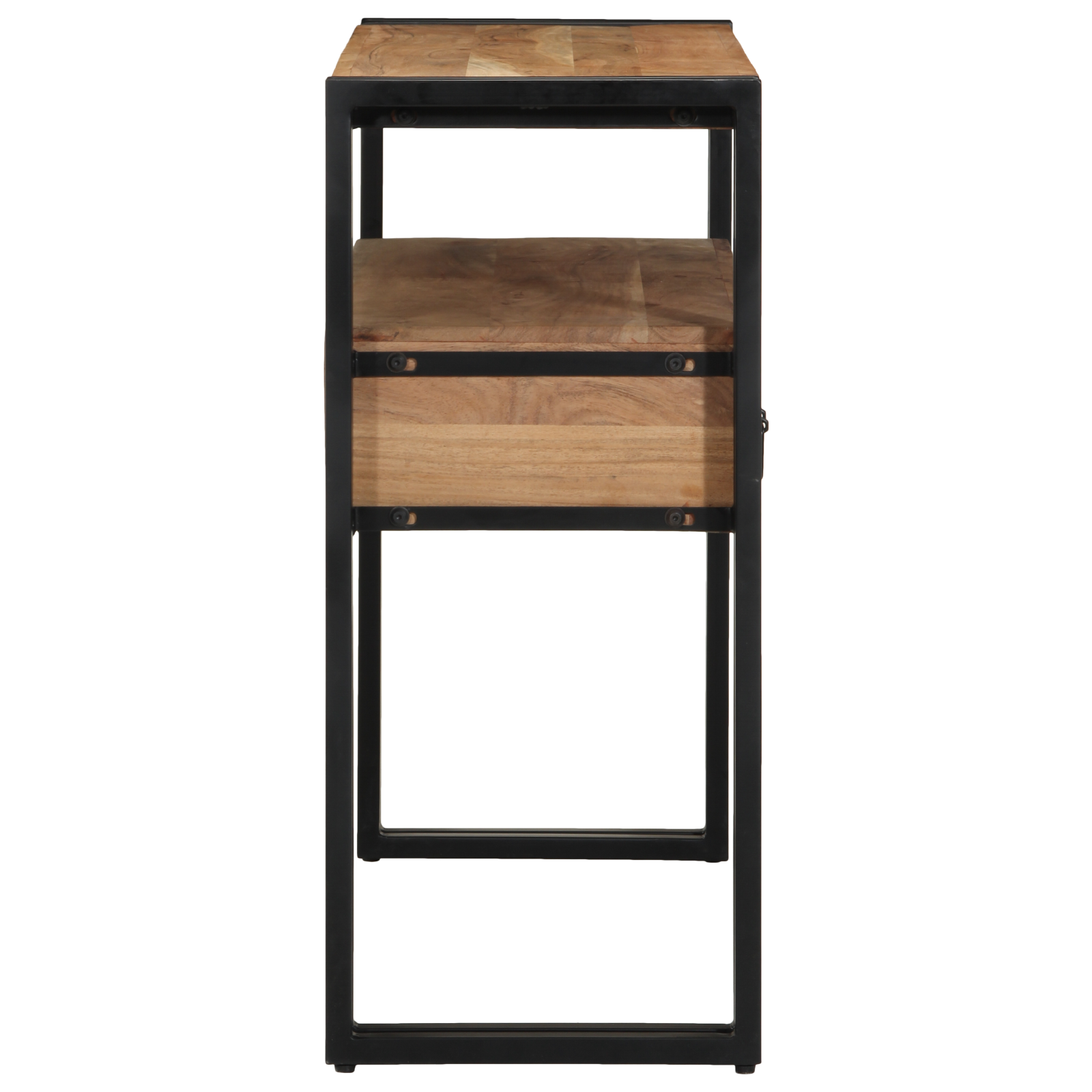 masa de console  neagră 90x33x75 cm din lemn masiv de acacia și metal GartenMobel Dekor