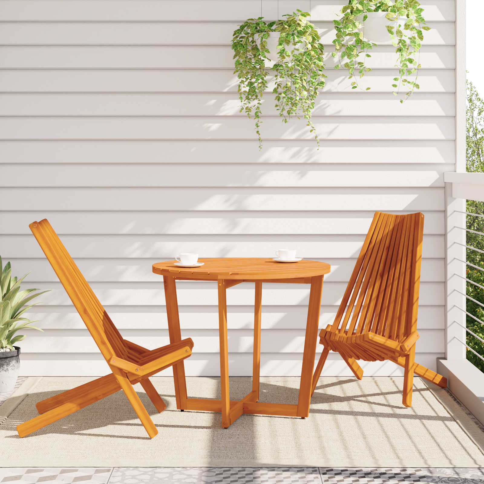 Scaune de Grădină Pliante 2 pcs Lemn de Acacia GartenMobel Dekor