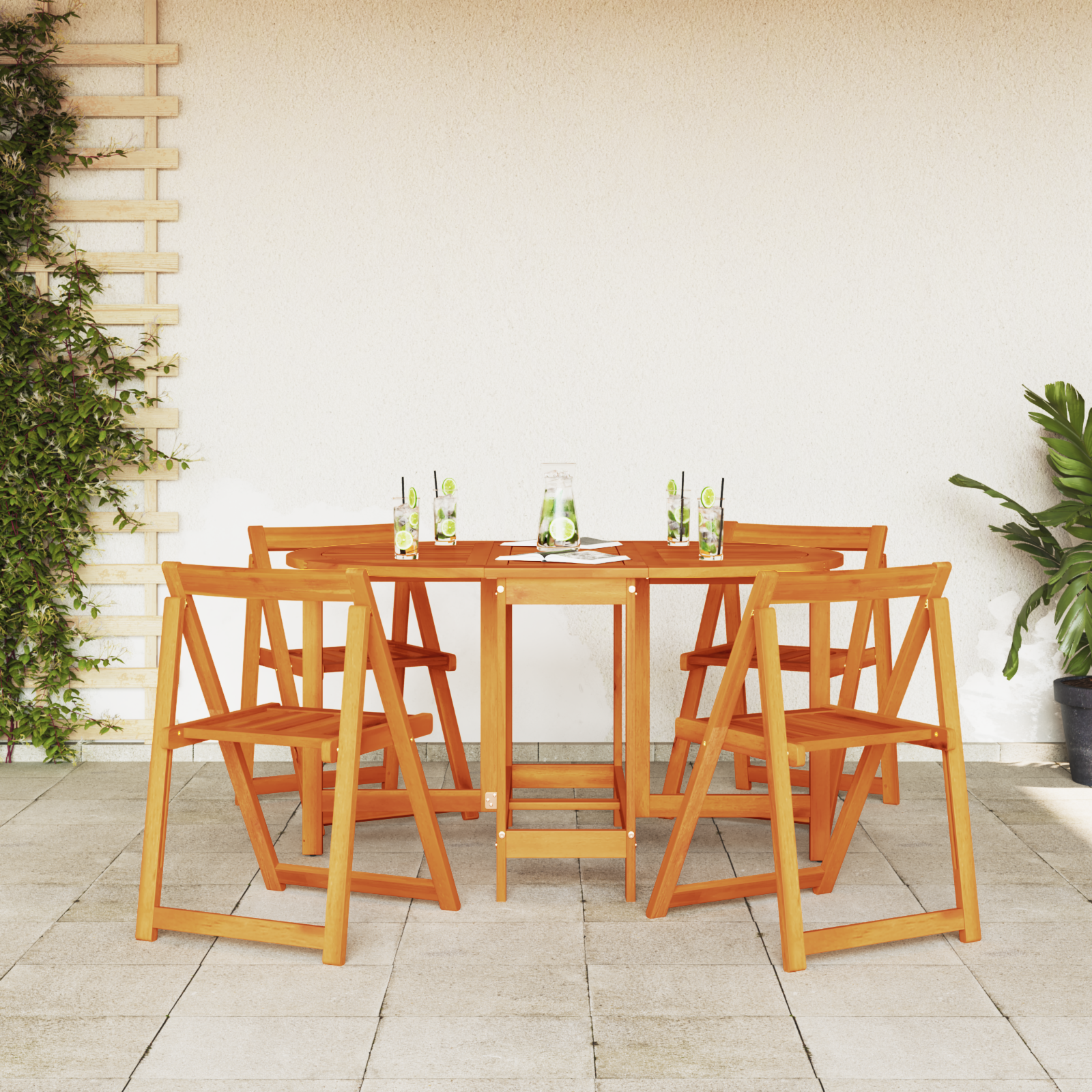 Masă de grădină pliabilă  110x60x72 cm din lemn masiv de acacia, ovală GartenMobel Dekor
