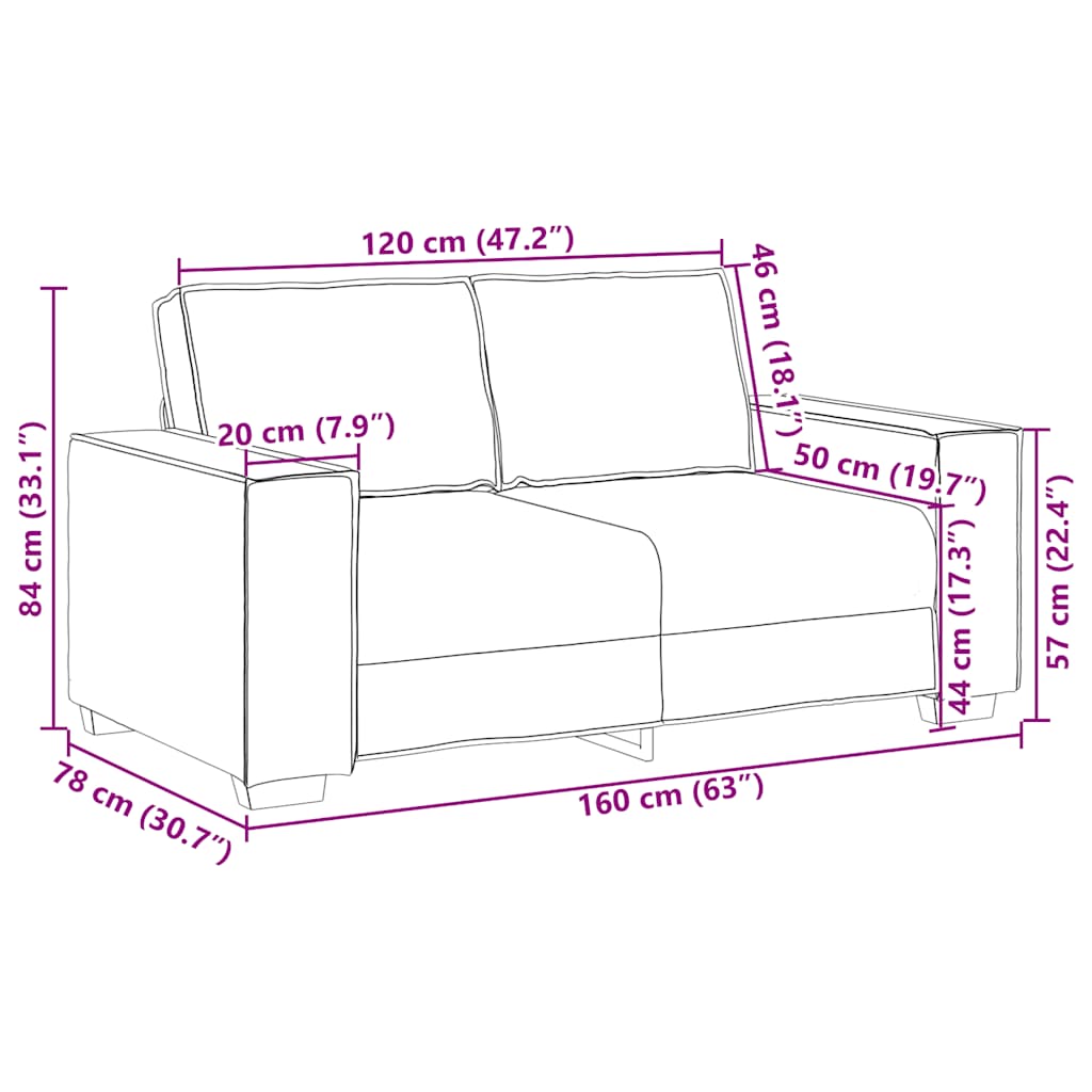 Canapea cu 2 locuri, crem, 120 cm, material textil GartenMobel Dekor