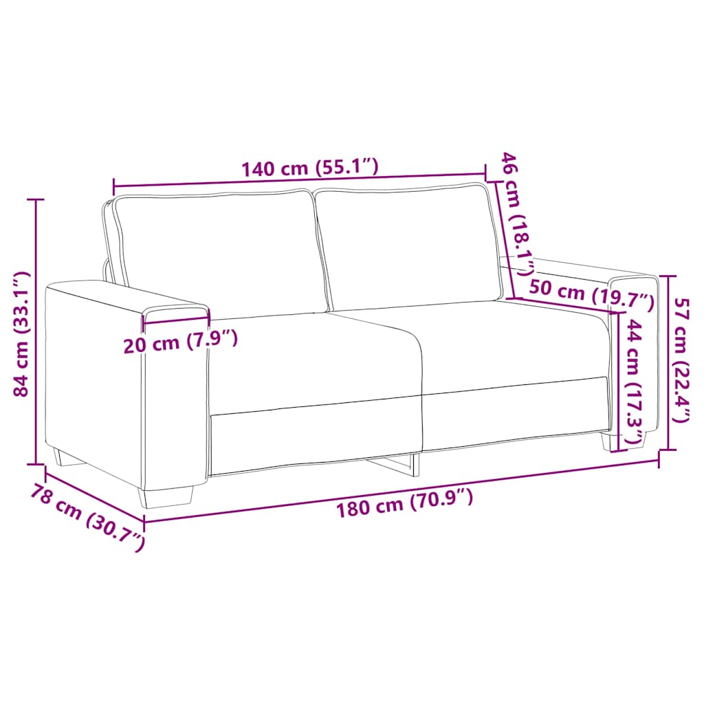 Canapea cu 2 locuri, neagră, 140 cm, material textil GartenMobel Dekor