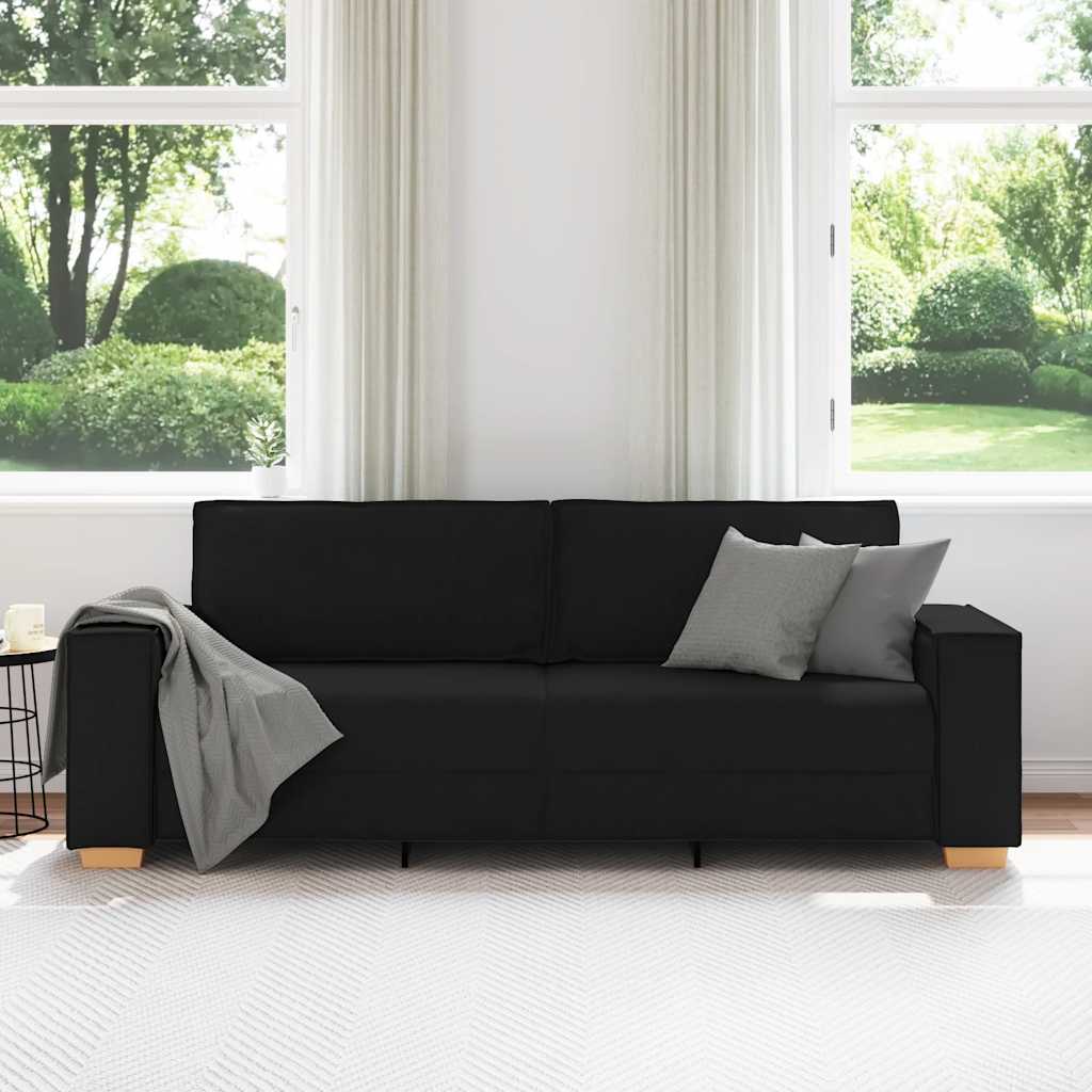 Canapea cu 3 locuri, neagră, 180 cm, material textil GartenMobel Dekor