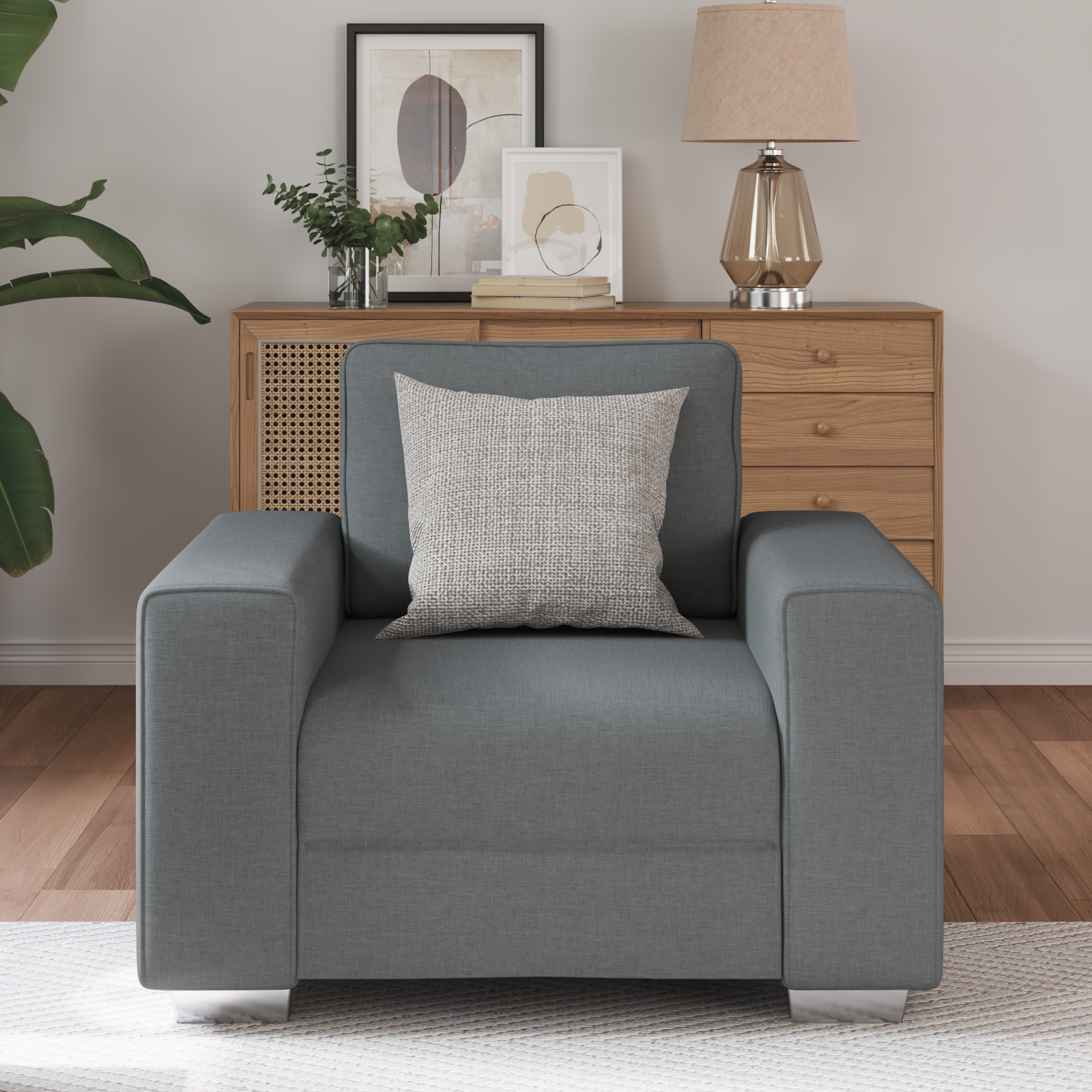 Fotoliu  Gri închis de 59 cm, Material GartenMobel Dekor